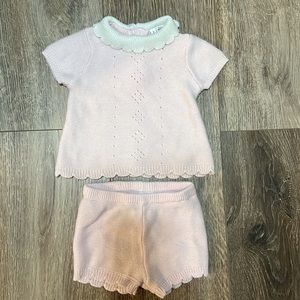 Janie and Jack Baby Pink Scalloped Outfit Set Size 3-6M!